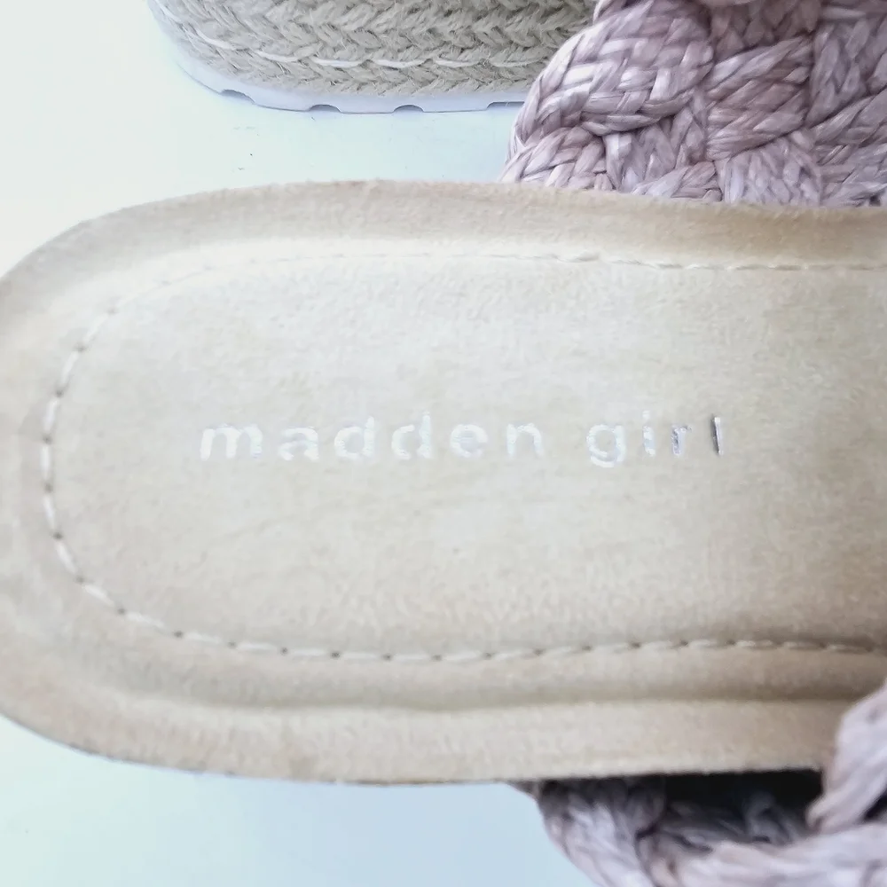 Madden Girl Blush Braided Raffia Pretty Espadrille Open Toe Platform Sandals